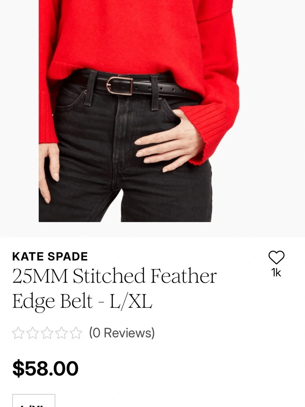 kate spade Black Leather Belt with Gold Detail